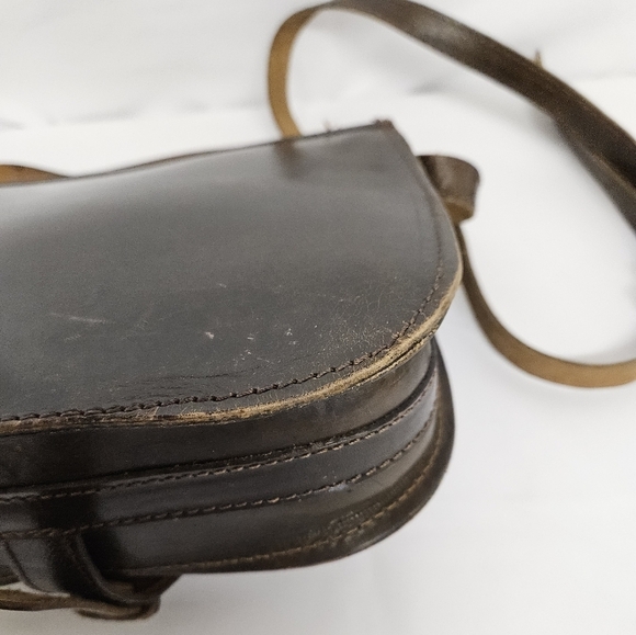 AZ Hand Tooled Leather Saddle Bag Crossbody Handbag In Walnut Brown - Picture 11 of 16